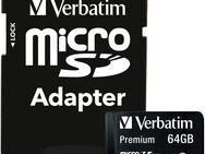 MicroSDXC 64GB Speicherkarte Verbatim Premium, mit einer Datenübertragung von bis zu 90MB/s, inklusive SD-Adapter, Windows Update 10 & 11 - 01-2024 - Fürth
