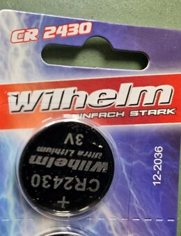b09) Knopfbatterie CR2430 ; Lithium Batterie CR 2430 , DL2430 - Knopfzelle ; Wilhelm - Garbsen
