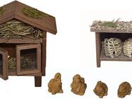 Alfred Kolbe Krippen-Zubehör Weihnachtsdeko (Set, 6tlg), Hasenstall mit 4 Hasen und Bienenhaus