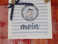 %%...Holz Schild " Moin " maritime Hänge Deko 20 x 20 cm Handmade - Rheinbach