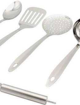 Krüger Kochbesteck-Set (Set, 6-tlg., Gemüselöffel, Saucenlöffel, Schaumlöffel, Schneebesen, Schöpflöffel, Wender), aus rostfreiem Edelstahl