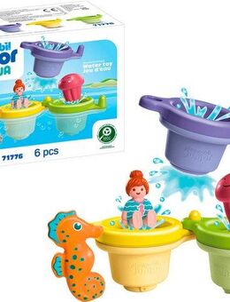 Playmobil® Schwimmbecher mit Wasserspaß (71776), Junior Aqua Konstruktions-Spielset, (6 St), Badespielzeug, Made in Europe