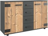 Wimex Kombikommode Stockholm Sideboard Kommodenschrank, Made in Germany, Industrial-Look, 2-türig mit 4 Schubladen, 130x41x83 cm