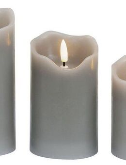 BONETTI LED Dekolicht Weihnachtsdeko, 3er Set, Timerfunktion, Warmweiß, LED-Kerze mit 3D Flamme und Timer