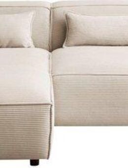 LeGer Home by Lena Gercke Ecksofa PIARA XXL, Big-Sofa in Cord oder Leinenoptik, L-Form, mit Kedernaht, wahlweise Ottomane rechts/links, schwarze Füße, extra tiefe Sitzfläche