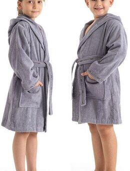 Bruno Banani Kinderbademantel Danny, Ideal für Zuhause, Schwimmbad oder im Urlaub, Langform, Walkfrottee, Kapuze, Gürtel, mit Logostreifen, aus 100% Baumwolle