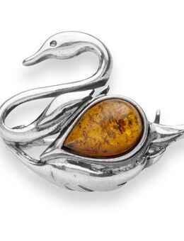 OSTSEE-SCHMUCK Brosche Ostsee-Schmuck Brosche kleiner Schwan Brosche kleiner Schwan
