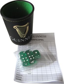 Guinness Brauerei - Würfelbecher, 5 Würfel & Spielblock - Doberschütz