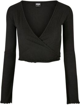 URBAN CLASSICS Longsleeve Urban Classics Damen Ladies Cropped Rib Wrapped Longsleeve (1-tlg)
