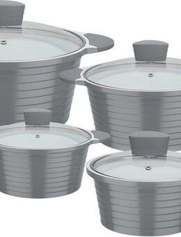 GSW Topf-Set Bolero, Aluminiumguss (Set, 8-tlg., Kochtopf 16/20/24 cm, Stielkasserolle 18 cm), Induktion