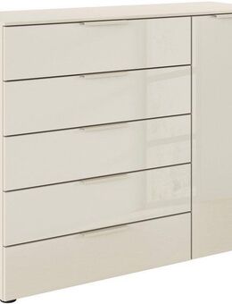 rauch Schubkastenkommode Kommode Türkommode Sideboard Kombikommode FLIPP mit Glasfront (Breite 120 cm mit 2 Einlegeböden), 1-türig mit 5 Schubladen und Soft-Close-Funktion sowie Glasfront