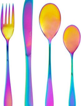 PINTINOX Besteck-Set Princess RAINBOW (24-tlg), 6 Personen, Edelstahl 18/10, mit außergewöhnlichem Rainbow-Effekt