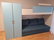 Hochbett für Kinder mit Kleiderschrank und Schlafsofa – Blau (Children loft bed with wardrobe and sofa bed – blue) - Frankfurt (Main) Niederursel