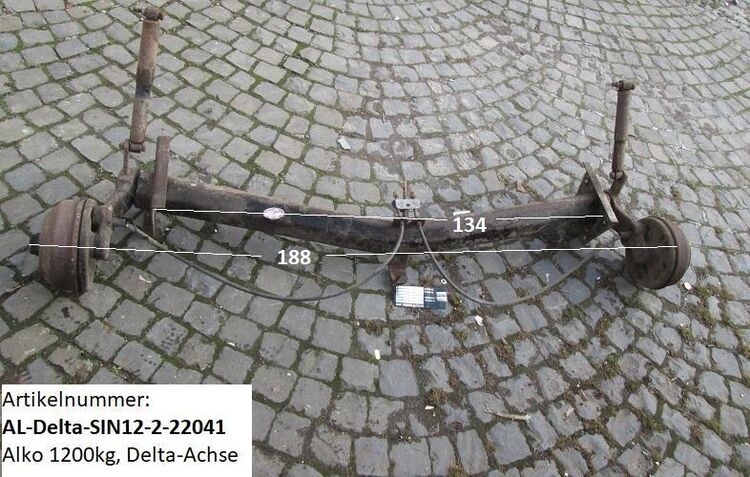 Alko Delta Wohnwagenachse DELTA SIN12-2 1200kg gebr. zB Dethleffs Beduin RN5 / RM4 (6 8282 40132) ca 188cm - Schotten Zentrum