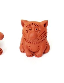 3 x Katzenfiguren Keramik, Pfeife, Deko - Aachen