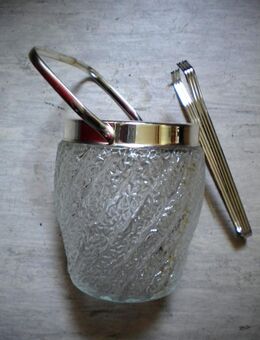 Vintage Eiswürfel-Behälter, Bleikristall mit Henkel und Eiszange - Lahnstein