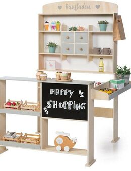 Sun Kaufladen Natur, weiß/grau, mit Kreidetafel