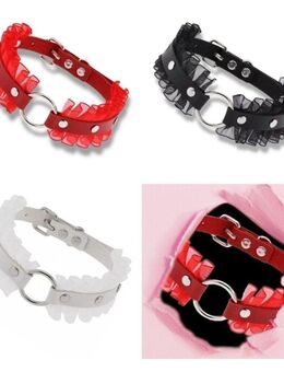 Halsband Mit Ring Anhänger Halskette Halsschmuck Schmuck Rot Schwarz Weiß 11,90 €* - Villingen-Schwenningen