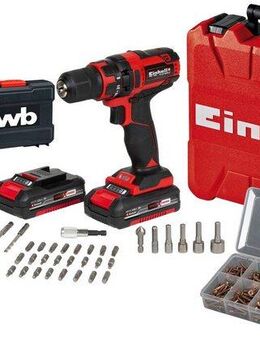 Einhell Akku-Bohrschrauber TC-CD 18/35 Li +39, 220-240 V, max. 550 U/min, im praktischen Koffer, mit 39-teiligem Zubehör und 2 Akkus