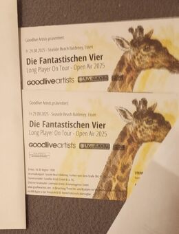 2 St. Tickets Die Fantastischen Vier Long Player On Tour 29.08.2025 am Seaside Beach, Baldeneysee, Essen Open Air - Lüdenscheid