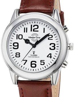 MASTER TIME Funkuhr Sprechende Funkuhr MTGA-10806-12L, Armbanduhr, Quarzuhr, Herrenuhr, Lederarmband
