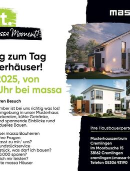 Einladung zum Tag der Musterhäuser! 20.-21.9.2025, von 11 bis 16 Uhr bei massa - Aschersleben