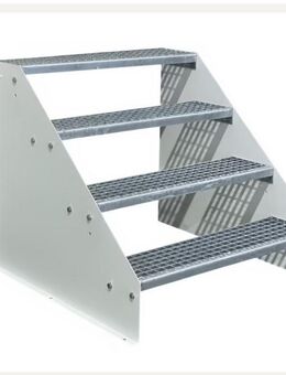 4 Stufen Standtreppe Stahltreppe freistehend B 60 cm H 84 cm Weiß - Hamminkeln