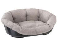 Set aus Ferplast Korb Siesta Deluxe mit Überzug Sofà Tweed beige - Größe 8: L 82 x B 59,5 x H 25 cm