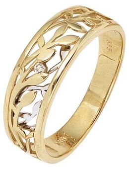 JOBO Solitärring, 585 Gold bicolor mit Diamant 0,02 ct.