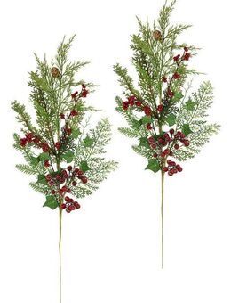 Kunstzweig Weihnachtszweig Tanne/Beeren/Efeu/Thuja Tanne, I.GE.A., Höhe 75 cm, 2er Set Künstlicher Zweig Blume Weihnachtsdeko Dekozweig Dekoration