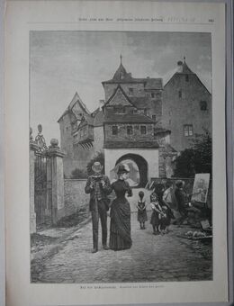 Grafik : Auf der Hochzeitsreise. , Gemälde von Robert von Forell. , aus dem Jahr 1887 , Blatt 38cm x 27,5cm , M24 - Görlitz