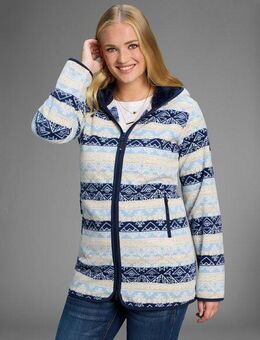 Polarino Fleecejacke Fleecejacke mit Print und Fellimitat in Kapuze