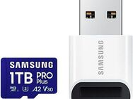 Samsung Pro Plus 1TB + USB-Kartenleser Speicherkarte (1000 GB, UHS Class 3, 180 MB/s Lesegeschwindigkeit)