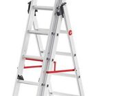 Hailo Vielzweckleiter S100 ProfiLOT, Aluminium Kombileiter 3-teilig 2x6 + 1x5 Sprossen