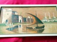 Ölgemälde Orientalisch - kleiner Hafen - Boot - Fürth
