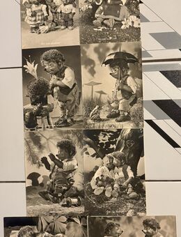 8 historische Ansichtskarten/Postkarten, schwarz/weiß "Meckie": Alte Liebe rostet nicht ! + Wir sind glücklich ! + Ein schöner Traum + Strohwitwer + Er liebt mich doch + Sag Du zu mir - München