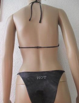 NEU * Swarovski * Glitzer- Strass- Kristalle * Steine * Stickerei * Neckholder * Triangel * Bügel * Bikini "Triumph BeeDees" Gr. 34- 36/ XS- S * schwarz * Batik * - Riedlingen
