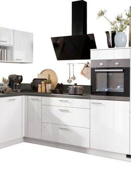 KOCHSTATION Küchenzeile KS-Scafa, vormontiert, mit höhenverstellbaren Füßen, vormontiert, wahlweise mit E-Geräten, Stellbreite 305 x 185 cm