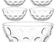 LEONARDO Schale Schalen-Set CUCINA OPTIC, 5er Set, 4x Ø 14 cm & 1x Ø 28 cm, Glas, (Set, 5-tlg), spülmaschinengeeignet