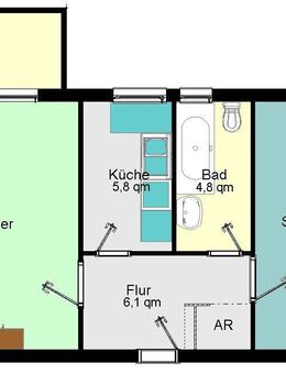 Sehr helle, gut geschnittene 2-Zimmer in Marienfelde - Berlin