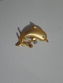 Anstecknadel Delphin gold mit Strassauge 3,5 cm in 63322