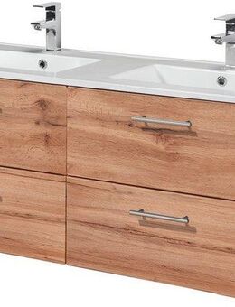 welltime Doppelwaschtisch Trento, verschiedene Ausführungen und Farben, Badmöbel in Breite 120 cm, 2 Doppel-Waschbecken zur Auswahl