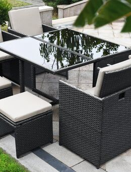 Gartenmöbel 9-teilige Sitzgruppe Gartenset Lounge Polyrattan Rattan Essgruppe - Wuppertal