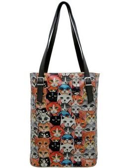 DOGO Umhängetasche Tall Bag Damen Schultertasche Cat Audience Damen Schultertasche, Handgefertigt