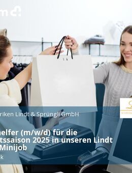 Verkaufshelfer (m/w/d) für die Weihnachtssaison 2025 in unseren Lindt Shops als Minijob - Neumünster