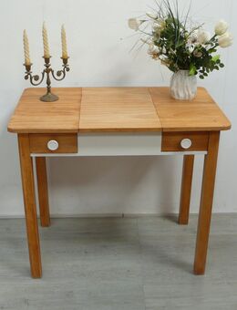 Frisiertisch Schminktisch, Vintage, Nußbaum Natur + Weiß, schlichter Landhausstil, 1940er - Sinzig