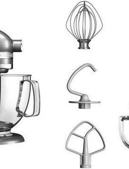 KitchenAid Küchenmaschine 5KSM125ECU, 300 W, 4,8 l Schüssel, mit Gratis Glasschüssel+3 Nudelvorsätzen
