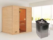 Karibu Sauna "Sonja" mit bronzierter Tür Ofen 9 kW integr. Strg, BxTxH: 196 x 146 x 198 cm, 38 mm