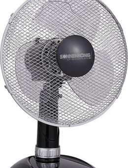 Sonnenkönig Tischventilator Black 12, Leistung 40W, schwenkbar, laufruhig, modernes Design, 3 Ventilationsstufen, hohe Effizienz, 3 Ventilationsblätter