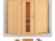 Karibu Sauna Tomke, BxTxH: 170 x 151 x 198 cm, 68 mm, (Set) 3,6-kW-Plug & Play Ofen mit integrierter Steuerung